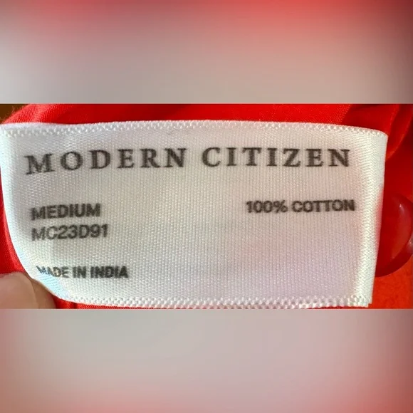 Modern Citizen Claudette Tie Waist Cotton Dress in Berry Red- Medium - Picture 7 of 7